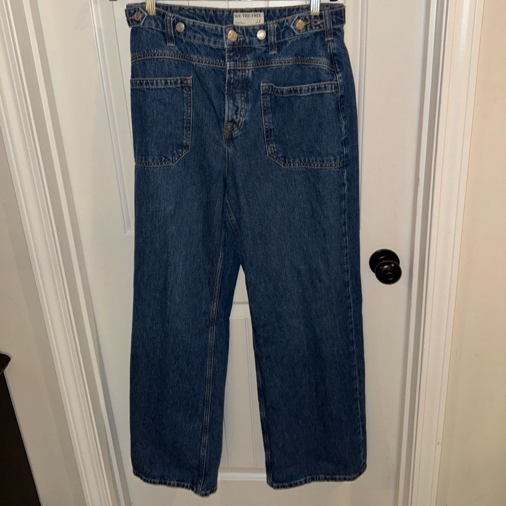 We The Free Dark Blue Palmer Wide Leg Jeans